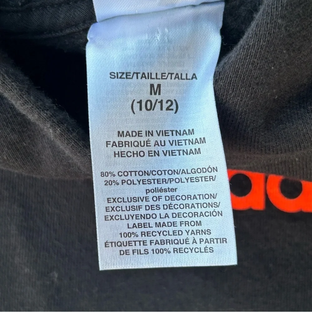 Adidas Youth Black Hoodie w/ Red & Orange Stripes | Size M (10/12)
